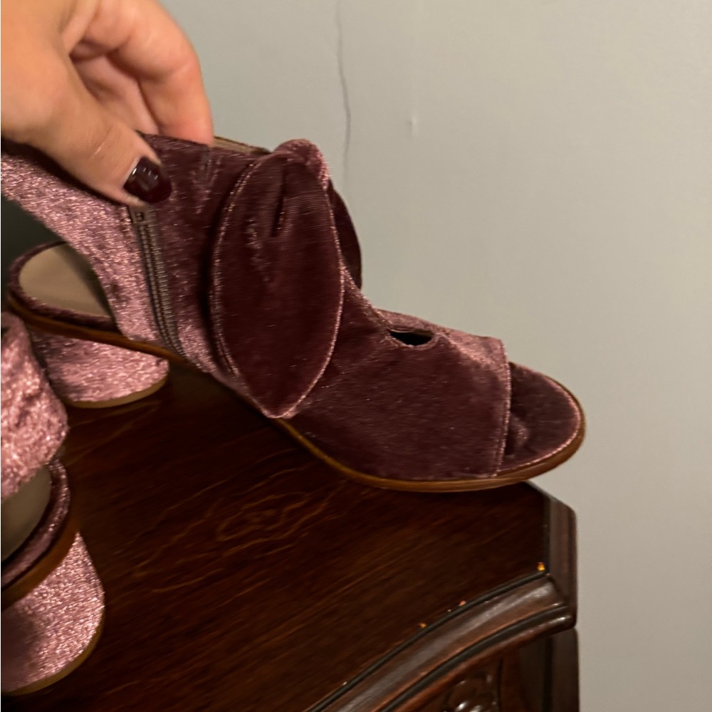 Velour Mauve bow ope toe Heel 8 - Picture 6 of 6